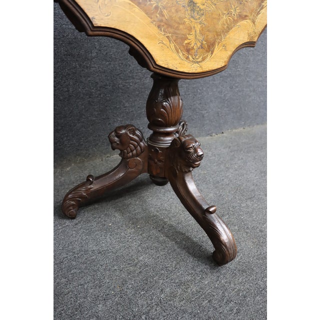 Victorian Black Forest Style Marquetry Walnut & Satinwood Occasional Table For Sale In Philadelphia - Image 6 of 15