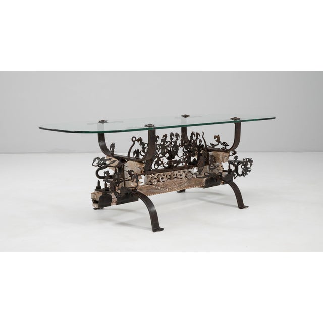 1900 - 1909 1900s Asian Wrought Iron Coffee Table With Figural Elements For Sale - Image 5 of 18