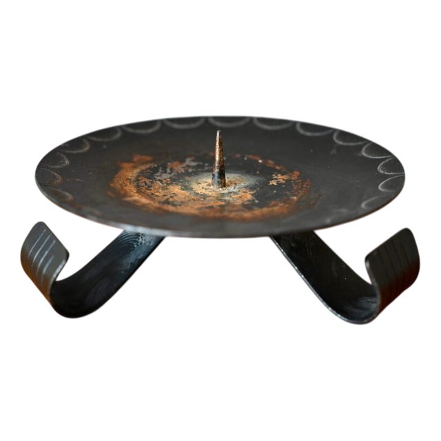 Brutalist Tripod Metal Candleholder, 1970s For Sale