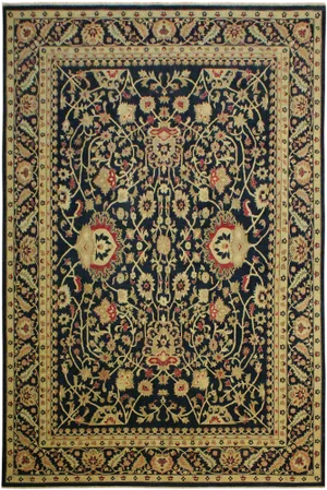 1990s Shabby Chic Kafkaz Dark. Blue/Beige Wool Rug -10'1 X 13'11