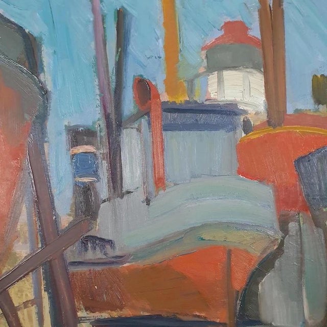 Modern Harald Öman, Boats, 1940s, Oil on Panel For Sale - Image 3 of 18