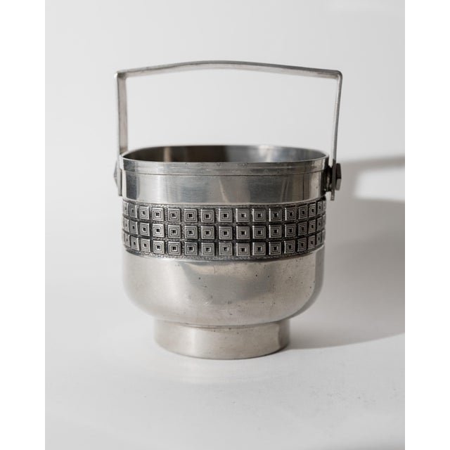 American Vintage Art Deco Style Pewter Cocktail Shaker with Strainer Lid and Ice Bucket with Scoop, Set of 3 For Sale - Image 3 of 13
