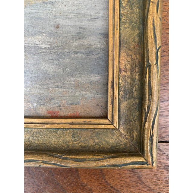 Early 20th Century Antique Hand Painted Framed Oil on Board Seaside Coastal Landscape Painting, Early 20th Century For Sale - Image 5 of 8