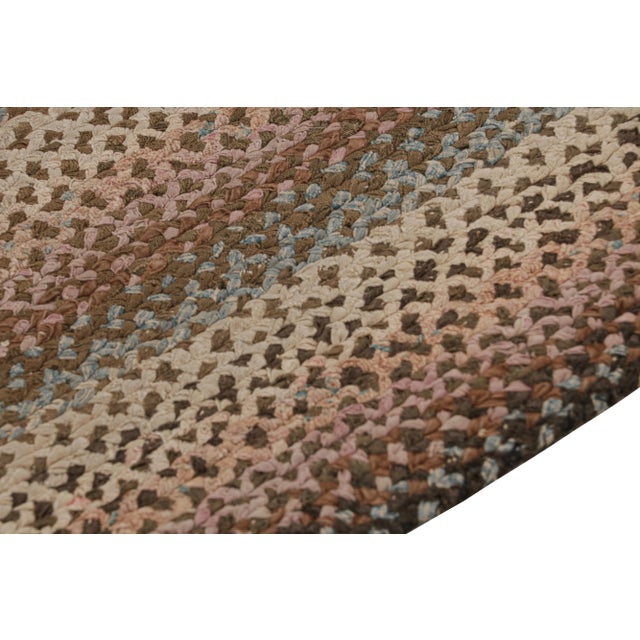 1920s Antique Hooked Oval Rug With Polychromatic Braided Stripes, From Rug & Kilim For Sale - Image 5 of 7