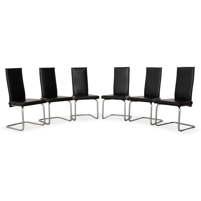 Black Leather and Chrome Dining Chairs, Set of 6 For Sale - Image 13 of 13
