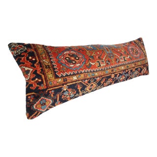 Antique Multi Color Tones Persian Lumbar Rug Pillow Cover -15'' X 47'' For Sale