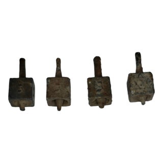 Antique Lead Dreidels Excavated From Uman, Ukraine - Late 19th/Early 20th Century Jewish Hanukkah Artifacts For Sale
