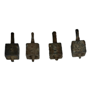 Antique Lead Dreidels Excavated From Uman, Ukraine - Late 19th/Early 20th Century Jewish Hanukkah Artifacts