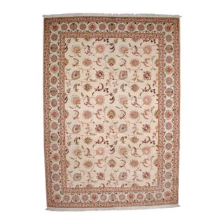 Extremely Fine Persian Tabriz Wool & Silk Rug 8’2” X 11’8” For Sale