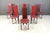 1980s Vintage Italian High Back Dining Chairs in Red Leather, 1980s, Set of 6 For Sale - Image 5 of 12