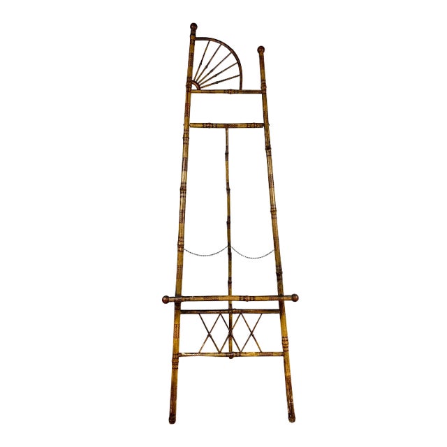 Antique Late 19th Century English Scorched Bamboo Display Easel For Sale