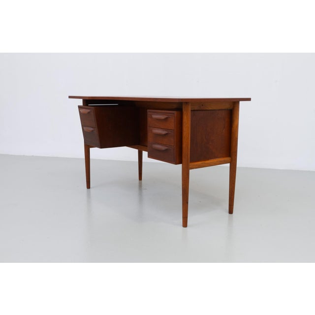 Mid-Century Modern Danish Asymmetrical Teak Desk, 1950s For Sale - Image 14 of 18