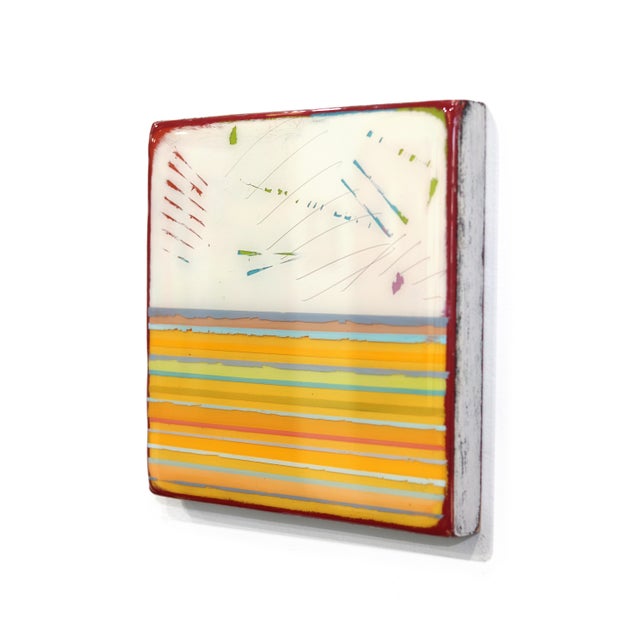 In Tune 66 - Small Modern Resin Yellow Striped Minimalist Original Artwork by Ricky Hunt For Sale In Los Angeles - Image 6 of 9