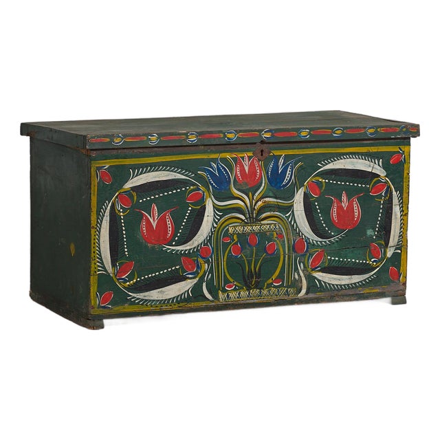 Antique Folk Art Style Trunk, 1920s For Sale