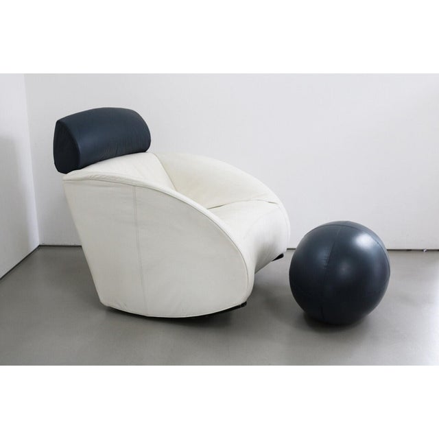 Baleri Italia Mama Rocking Chair + Ottoman Tato Design: Denis Santachiara Upholstery: Cream White / Dark Blue Leather...