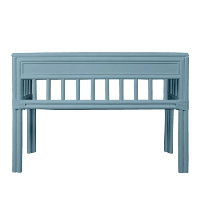 Wood Colony Desk, Pool Blue For Sale - Image 7 of 9