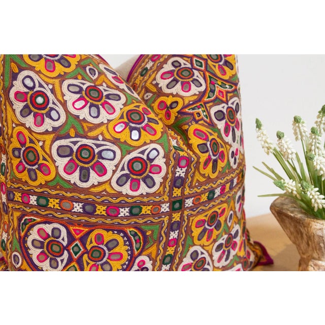 Azra Rajasthani Embroidered Decorative Pillow For Sale - Image 4 of 8