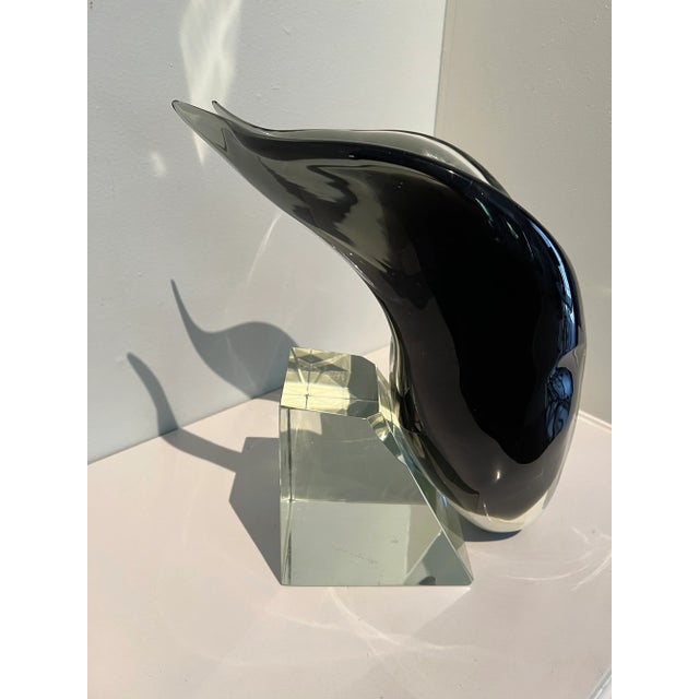 Pino Signoretto Signed Murano Glass Skull Sculpture on Crystal Base For Sale - Image 10 of 13