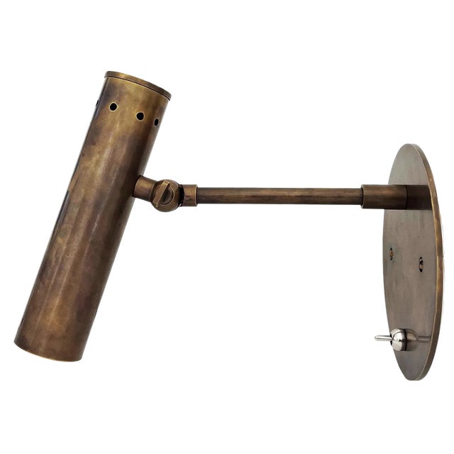 1970s Italian sconces with backplate, in a raw brass with patina standard for age. We have 4 total. The head is...