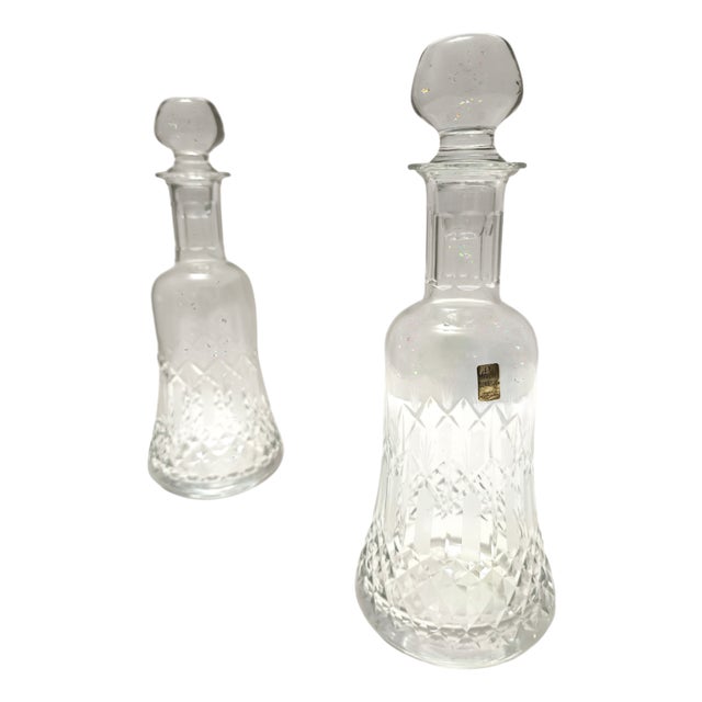 Transparent Crystal Decanter Bottles from Bleikristall, Germany, 1970s, Set of 2 For Sale