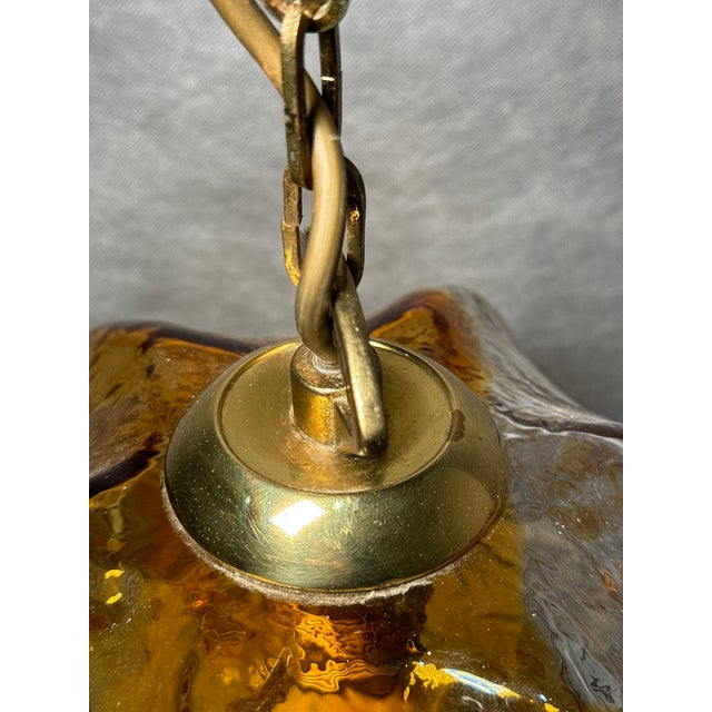 Amber and Clear Murano Style Glass Pendant Lamp, 1970s For Sale - Image 6 of 14