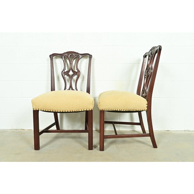 Baker Furniture Style Georgian Carved Mahogany Dining Chairs, Set of Six For Sale In South Bend - Image 6 of 13