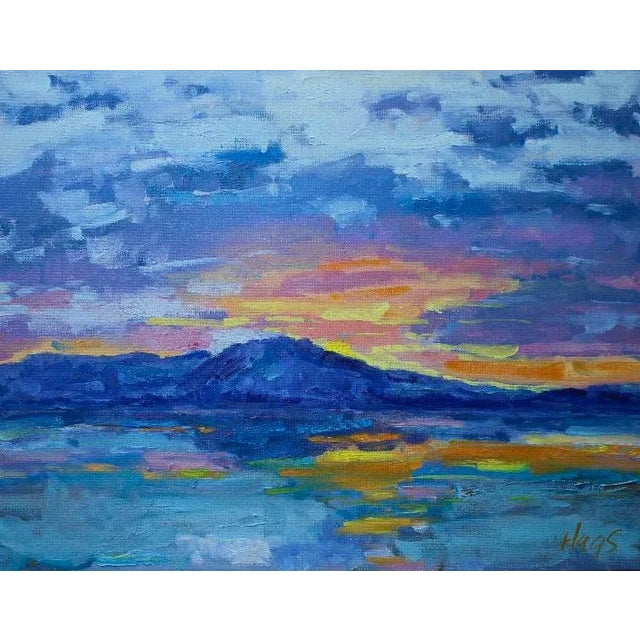 Maui Sunset Over Molokai, Oil Painting Seascape For Sale