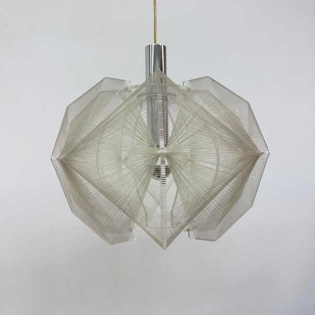 Clear Wire Hanging Lamp by Paul Secon for Sompex, Germany, 1970s For Sale - Image 10 of 18