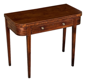 Antique George III Mahogany Inlaid Fold-Over Tea Table, 1780