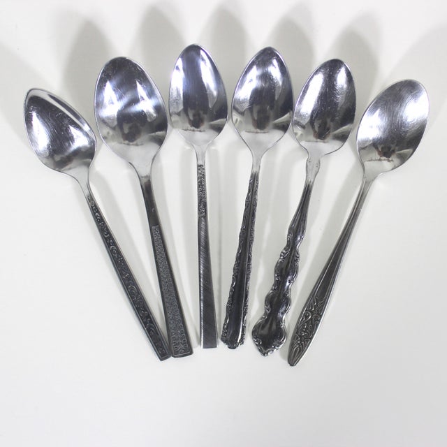 Mid-Century Modern Mid Century Modern Curated Mismatched Set of 6 Demitasse Small Spoons For Sale - Image 3 of 6