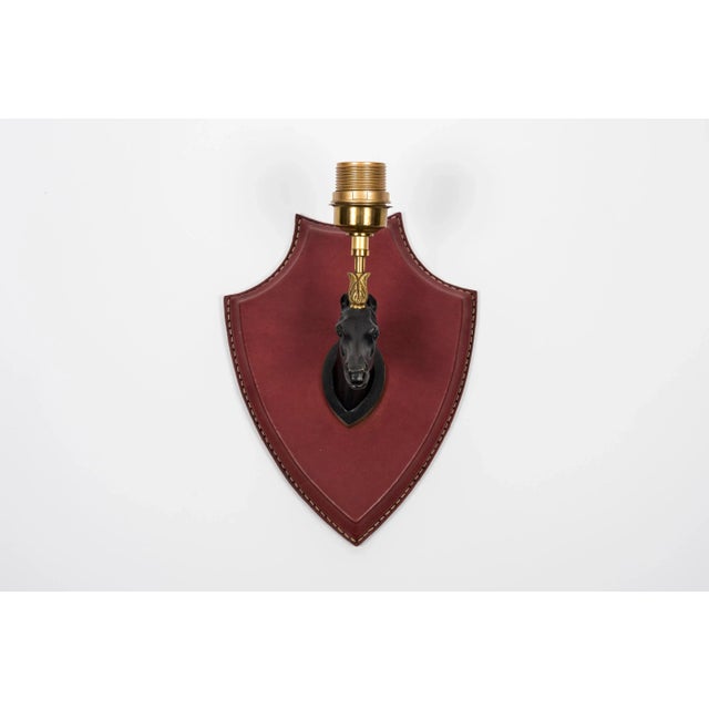 Mid-Century Modern Leather Wall Lights by Jacques Adnet, 1950s, Set of 2 For Sale - Image 3 of 8