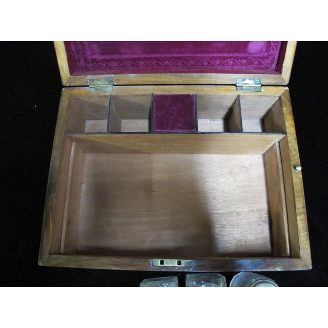 Antique Victorian Mother of Pearl & Wood Vanity Jewelry Box With Glass