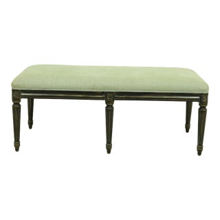 French Louis XVI Style Black 6 Leg Bench For Sale
