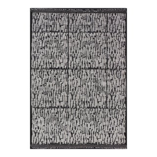 Contemporary Moroccan Rug in White and Black by Keivan Woven Arts 9'10 X 15'1 For Sale