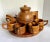 Mid 20th Century 10 Piece Hand-Carved Wooden Tea Set With Tea Kettle, Mugs and Stand For Sale - Image 5 of 11