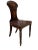 The chair back with oval crest with painted monogram over a tapered splat with coat of arms , wood seat raised on circular...