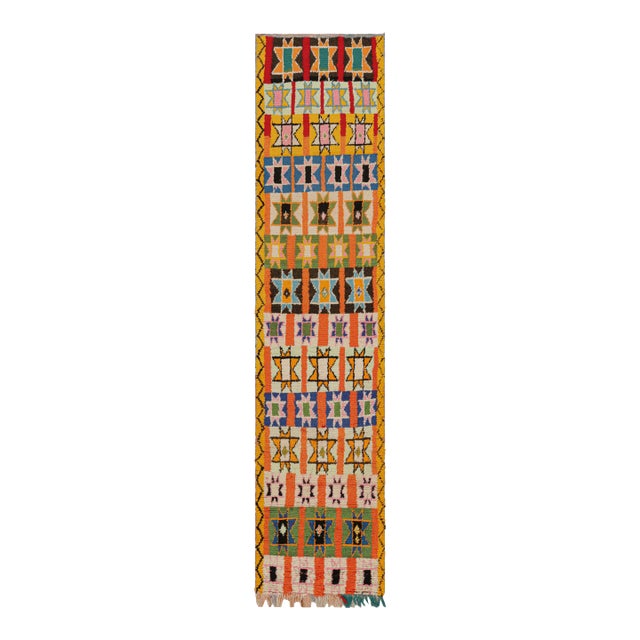 Vintage Moroccan Runner With Polychromatic Geometric Patterns, From Rug & Kilim For Sale