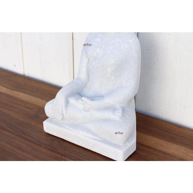 Table Top Pure White Marble Buddha For Sale In Los Angeles - Image 6 of 9
