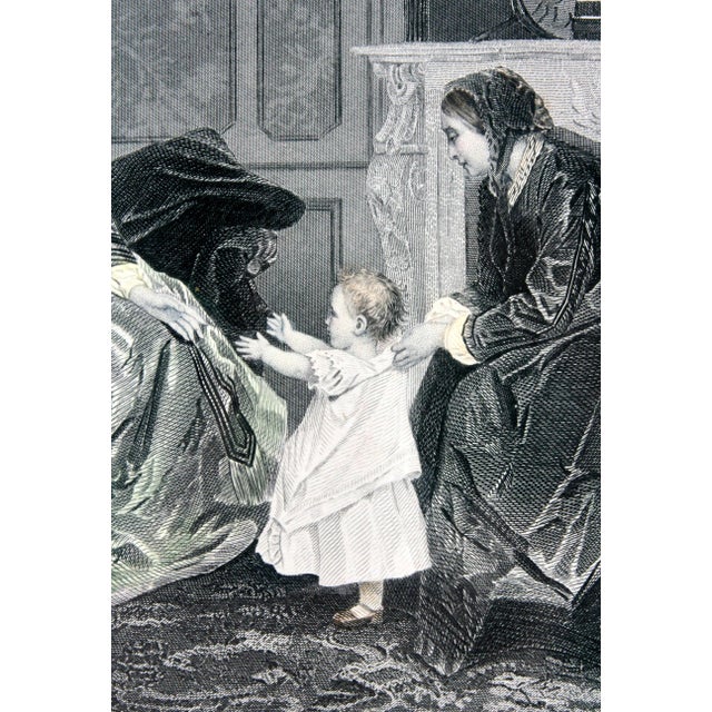 Illustration 1854 "The First Step" Hand-Colored Engraving After Painting by DeJonghe For Sale - Image 3 of 11
