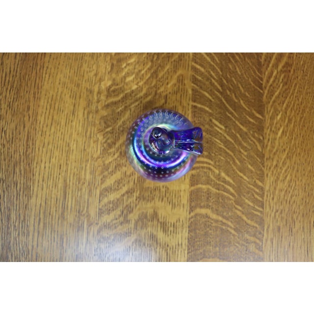 Purple Hand Blown Iridescent Frosted Art Glass Apple Paperweight Sculpture For Sale - Image 8 of 8