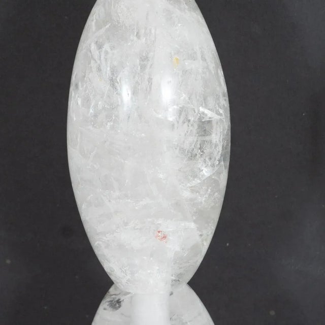 White Hand-Cut and Polished Stacked Rock Crystal Table Lamps - a Pair For Sale - Image 8 of 11