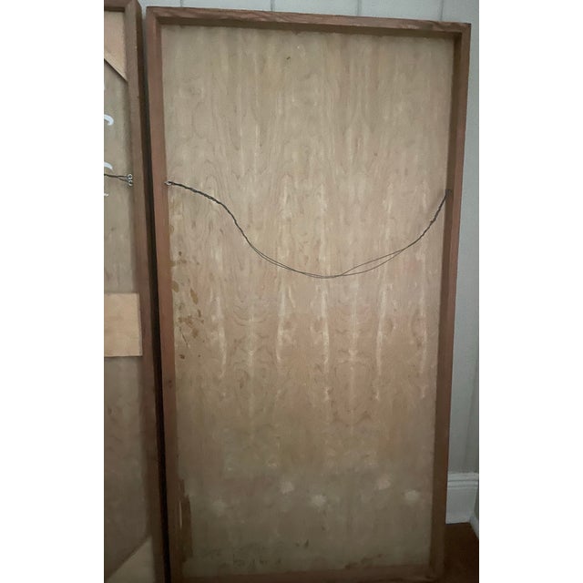 Light Yellow Pair of Unique, Original Rag Rug Paintings on Wood by Artist Julian Helms of Selma, Alabama For Sale - Image 8 of 8