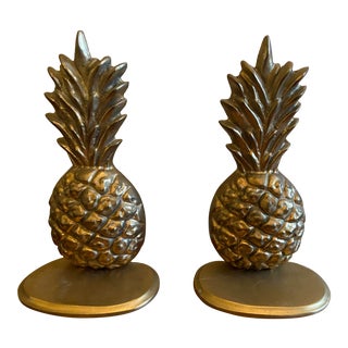 Vintage Brass Pineapple Bookends - a Pair For Sale