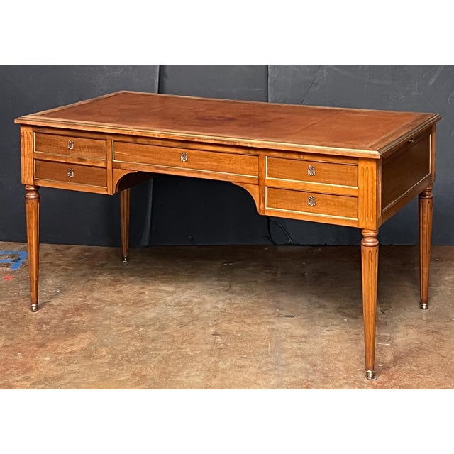 Early 20th Century Louis XVI Style Writing Table or Desk With Leather Top From France For Sale - Image 5 of 14