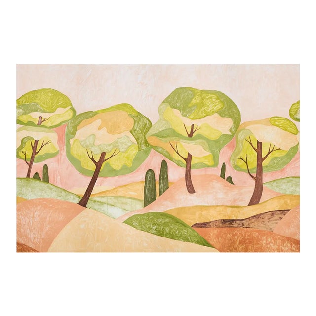 Sample - Schumacher Forest Hills Wallpaper Panel Set in Sunset For Sale