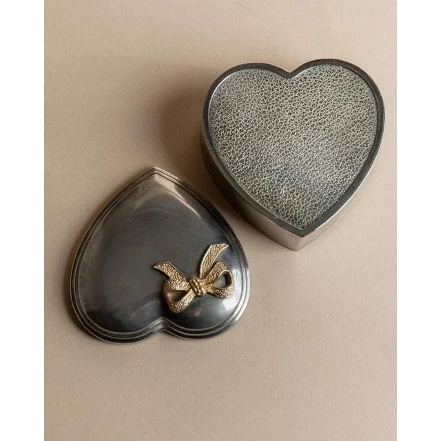 Vintage Jewelry Box in Heart Shape with Ribbon, 1970s For Sale - Image 4 of 11