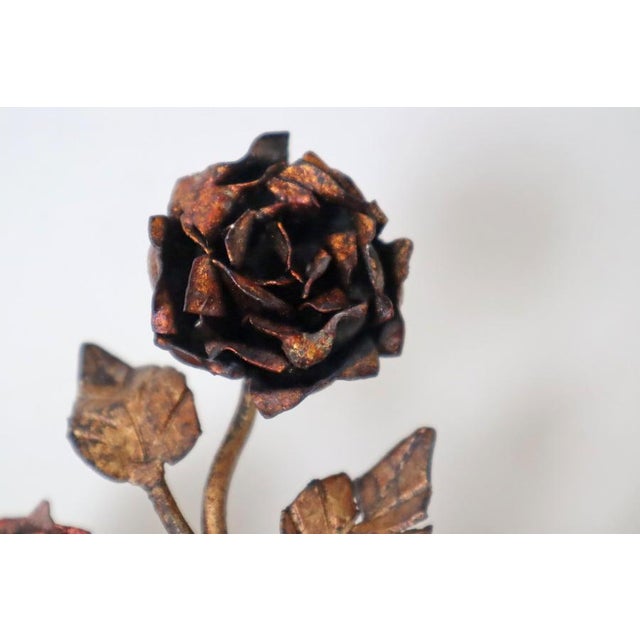 Pink Hollywood Regency Italian Hand-Forged Rose Wall Lamps, 1950s, Set of 2 For Sale - Image 8 of 15