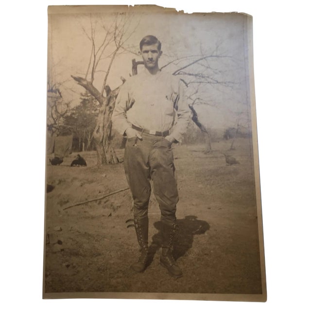 Antique Portrait of a Farmer in High Boots For Sale