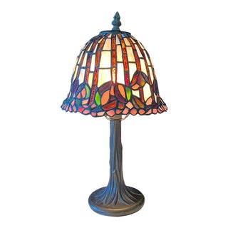 Midcentury Art Nouveau Tiffany Style Table Lamp For Sale