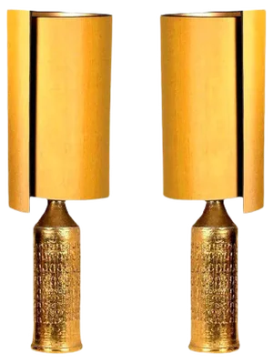 Bitossi Lamps for Bergboms with Custom Made Shades by René Houben, Set of 2